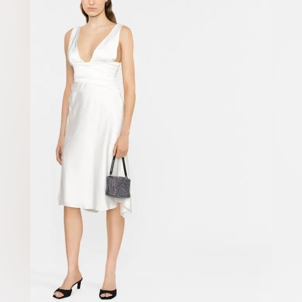 DANIELLE GUIZIO White Slit Satin Dress